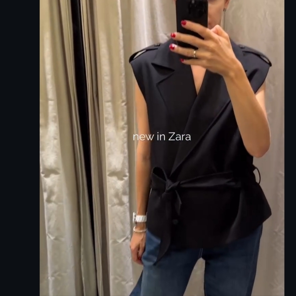 Zara belted vest shoulder pads black - Picture 8 of 11